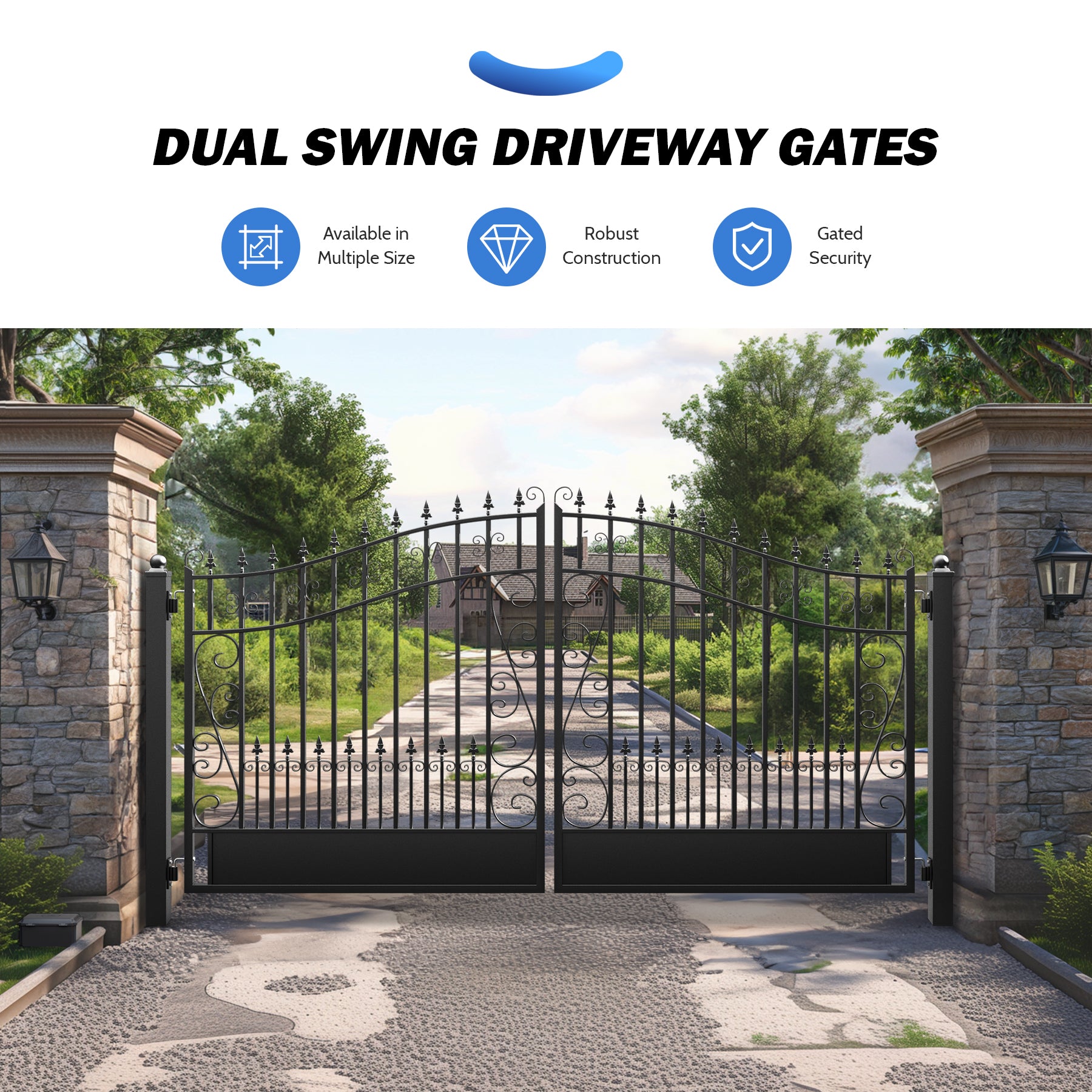 ZUMI Greenwich Style Dual Swing Driveway Gates