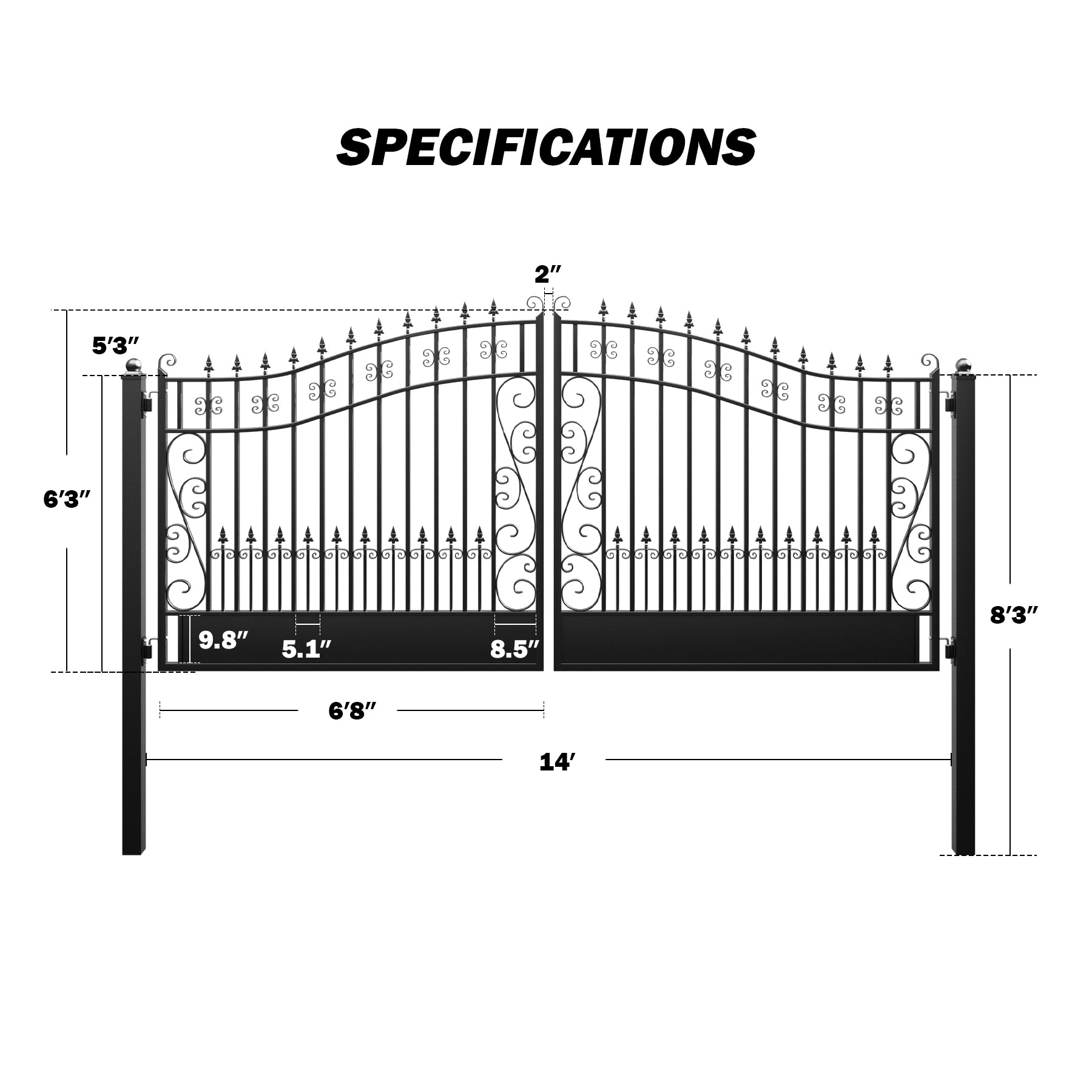 ZUMI Greenwich Style Dual Swing Driveway Gates