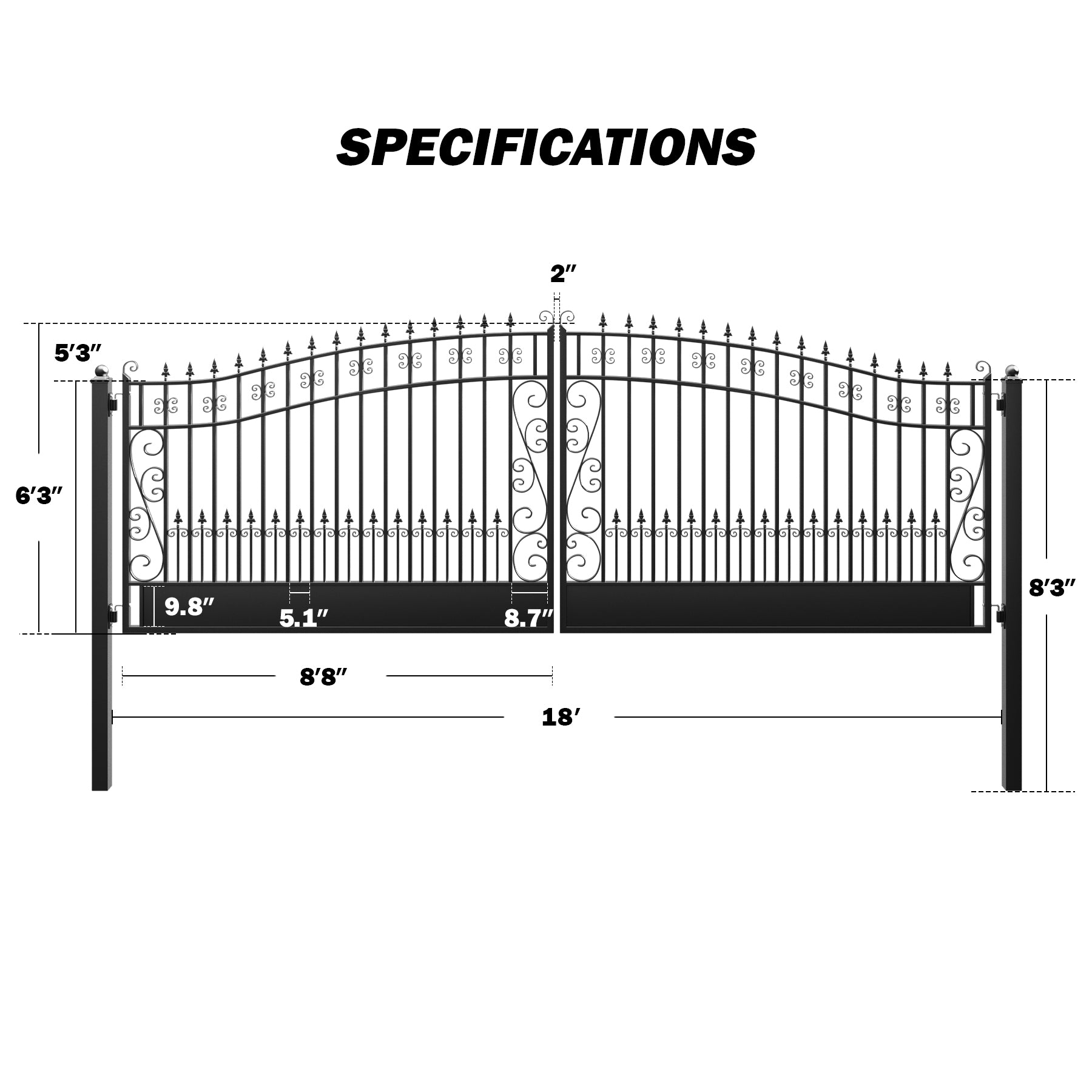 ZUMI Greenwich Style Dual Swing Driveway Gates
